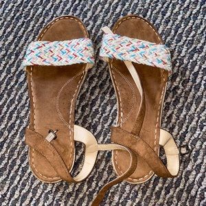 Maurices brown braided wedges size 8